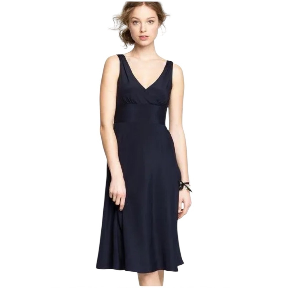 J. Crew Sophia Elegant LBD VNeck Black Silk Chiffon Sleeveless V-Neck chic Dress
